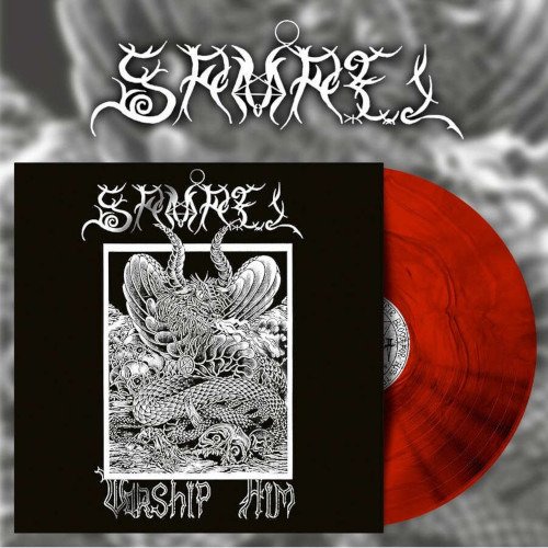 Cover for Samael · Worship Him (Red Marbled Vinyl LP) (LP) (2022)