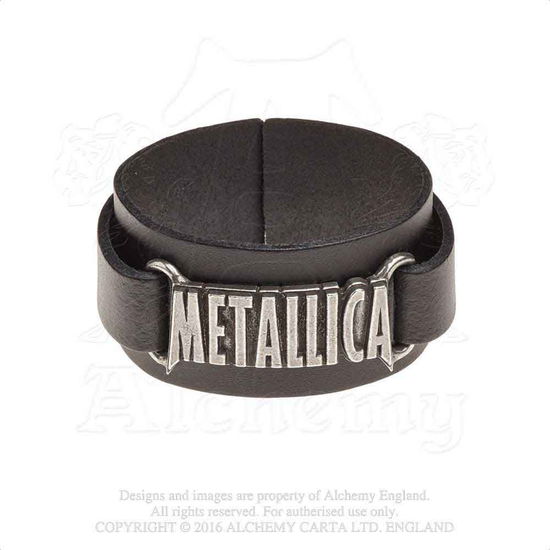 Metallica Logo Leather Wriststrap Bracelet - Metallica - Produtos - METALLICA - 0664427045190 - 7 de outubro de 2019