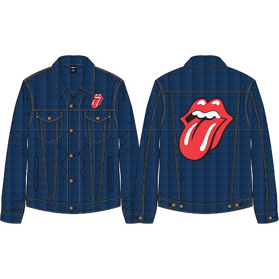 The Rolling Stones Unisex Denim Jacket: Classic Tongue (Back Print) - The Rolling Stones - Koopwaar -  - 5056368612190 - 