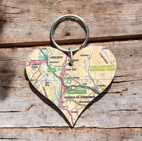 Cover for OS Map Wooden Heart Key-ring - Lake District National Park (MERCH) (2025)