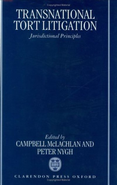 Cover for Mclachlan, N, · Transnational Tort Litigation: Jurisdictional Principles (Hardcover bog) (1996)