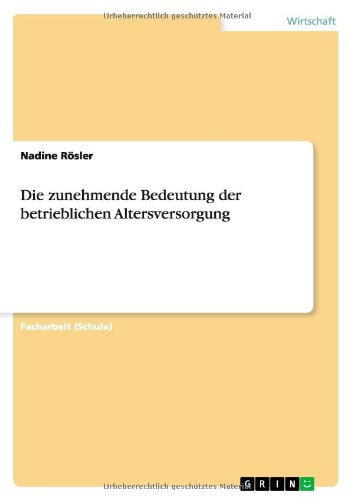 Cover for Rösler · Die zunehmende Bedeutung der bet (Book) [German edition] (2013)