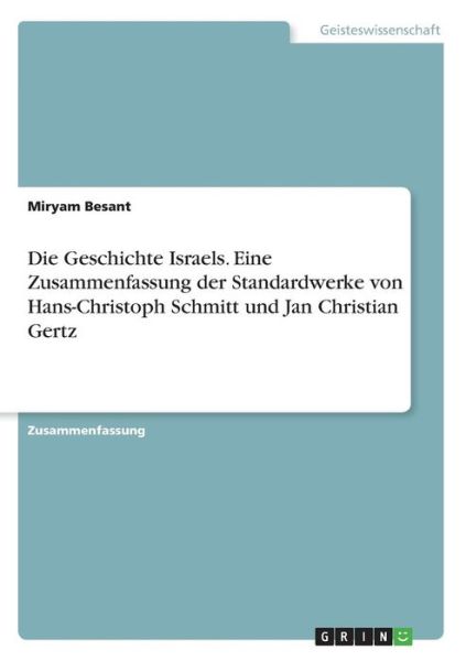 Cover for Besant · Die Geschichte Israels. Eine Zus (Book)