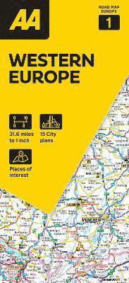 Cover for AA Road Map Western Europe - AA Road Map Europe Series (Map) [New edition] (2024)