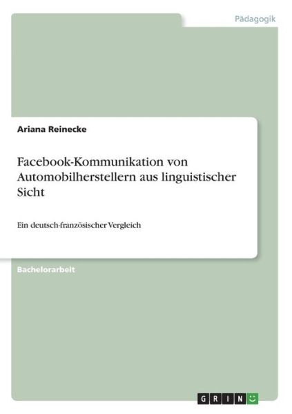 Cover for Reinecke · Facebook-Kommunikation von Aut (Book)