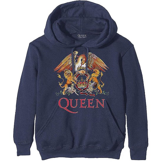 Cover for Queen · Queen Unisex Pullover Hoodie: Classic Crest (Hoodie) [size M] [Blue - Unisex edition]