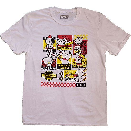 Cover for Bt21 · BT21 Unisex T-Shirt: Bite Fast Food (T-shirt) [size S] [White - Unisex edition]