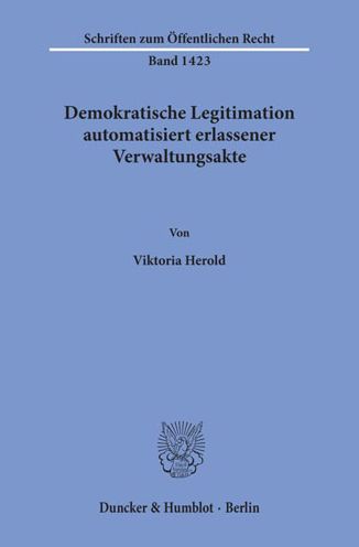 Cover for Herold · Demokratische Legitimation autom (Book) (2020)