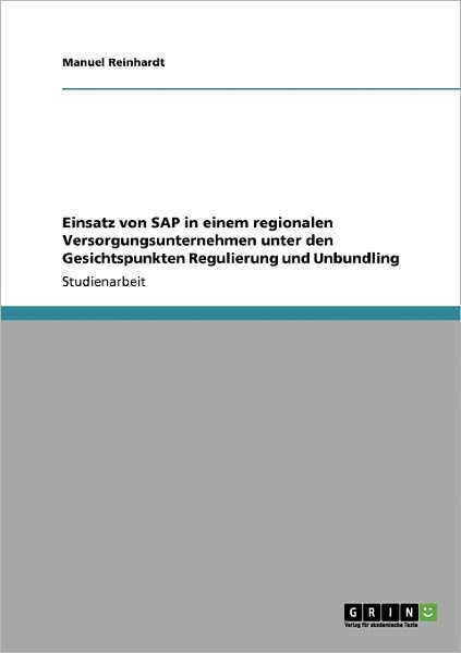 Cover for Reinhardt · Einsatz von SAP in einem regi (Book) [German edition] (2009)