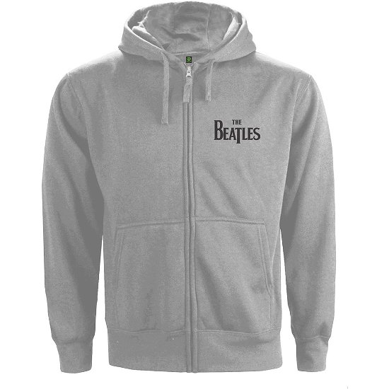 Cover for The Beatles · The Beatles Unisex Zipped Hoodie: Drop T Logo (Back Print) (Hoodie) [size S] [Grey - Unisex edition]