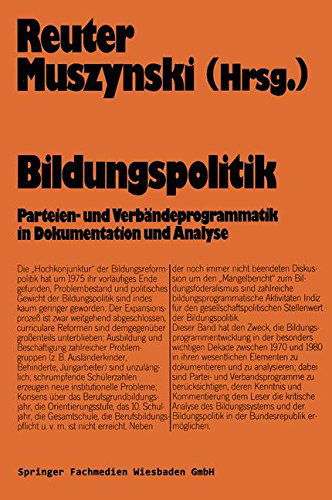 Cover for Lutz-Rainer Reuter · Bildungspolitik: Dokumentation Und Analyse - Schriften Zur Politischen Didaktik (Paperback Book) [1980 edition] (2014)