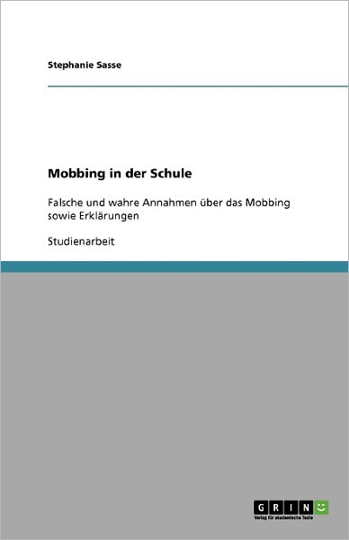 Cover for Sasse · Mobbing in der Schule (Book) [German edition] (2009)