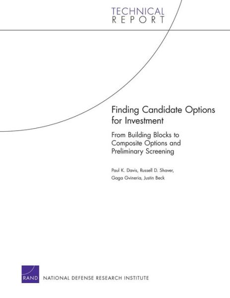 Cover for Paul K. Davis · Finding Candidate Options for Investment: From Building Blocks to Composite Options and Preliminary Screening (Paperback Book) (2008)