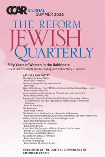 Cover for Elaine Glickman · CCAR Journal : The Reform Jewish Quarterly : Summer 2022 (Book) (2022)