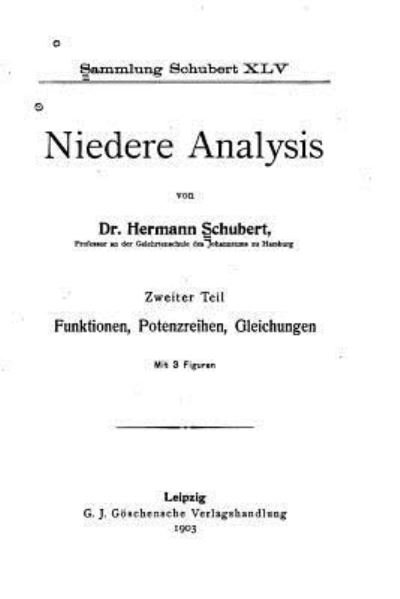 Cover for Hermann Schubert · Niedere analysis (Taschenbuch) (2016)