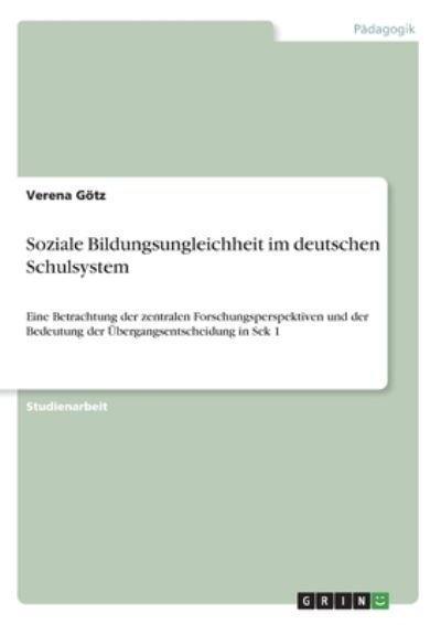 Cover for Götz · Soziale Bildungsungleichheit im de (Book)