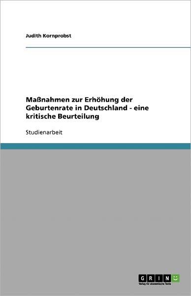 Cover for Kornprobst · Maßnahmen zur Erhöhung der G (Book) [German edition] (2013)