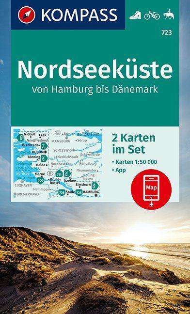 Cover for Mair-Dumont / Kompass · Kompass Wanderkarte: Nordseeküste von Hamburg bis Dänemark (Gebundenes Buch) (2020)