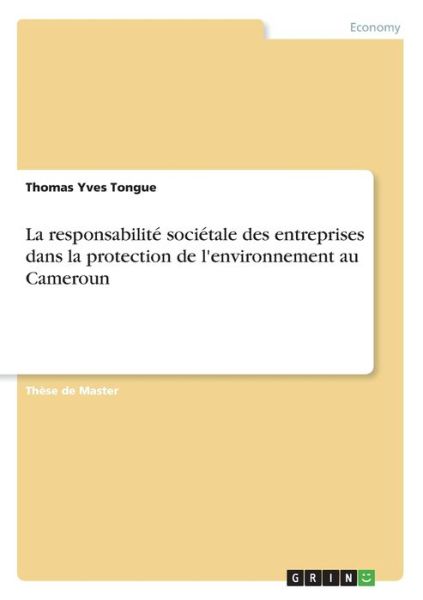 Cover for Tongue · La responsabilité sociétale des (Book)