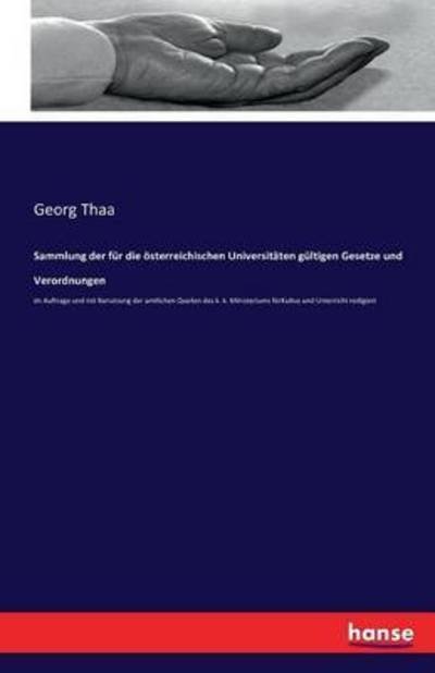 Sammlung der fur die osterreichisc - Thaa - Books -  - 9783742821195 - August 4, 2016