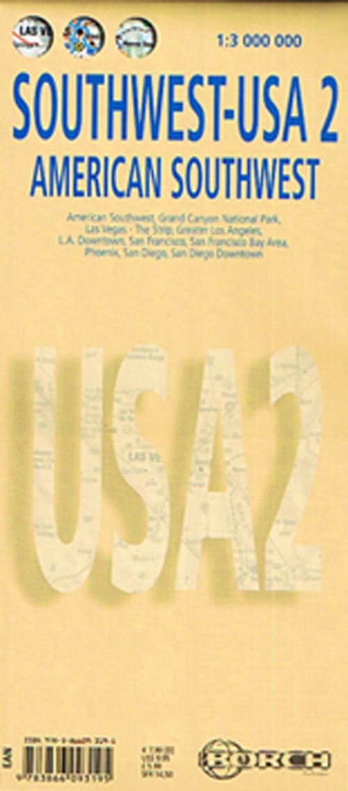 Cover for Borch GmbH · USA Southwest - American Southwest, Borch Map: Southwest USA, American Southwest, Grand Canyon National Park, Las Vegas - The Strip, Greater Los Angeles, L.A. Downtown, San Francisco, San Francisco Bay Area, Phoenix, San Diego, San Diego Downtown - Borch  (Kort) [Aktualisierte Auflage edition] (2022)