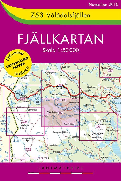 Fjällkartan Z: Vålådalsfjällen - Lantmäteriet - Kirjat - Lantmäteriet - 9789158895195 - keskiviikko 9. maaliskuuta 2011