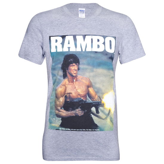 Cover for Rambo · Rambo Mens Gun T-Shirt  (Grey) (TØJ) [size XL]