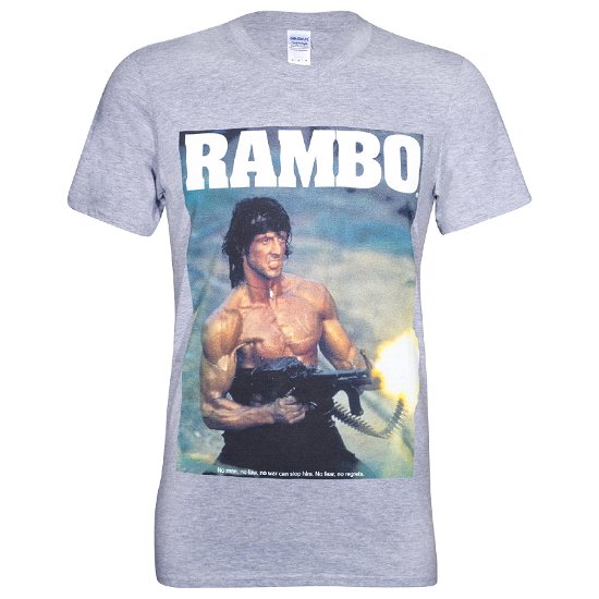 Rambo Mens Gun T-Shirt  (Grey) - Rambo - Produtos -  - 5060486474196 - 