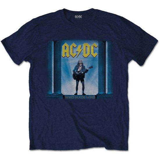 AC/DC Unisex T-Shirt: Who Man Who (Navy Blue) - AC/DC - Produtos - Rockoff - 5056170641197 - 25 de julho de 2018