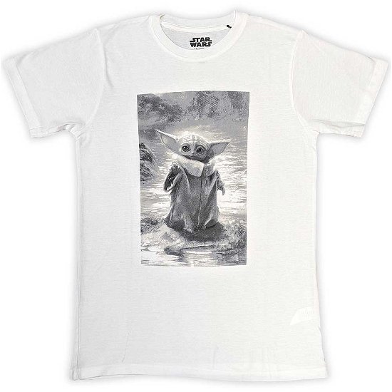 Star Wars Unisex T-Shirt: The Mandalorian Grogu B&W - Star Wars - Koopwaar -  - 5056561098197 - 