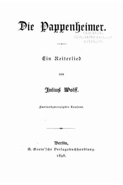 Cover for Julius Wolff · Die Pappenheimer. Ein Reiterlied (Paperback Book) (2015)