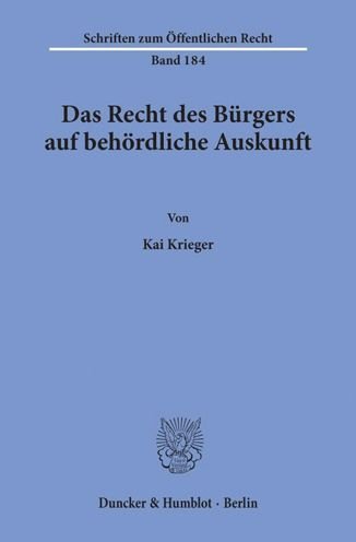 Cover for Krieger · Das Recht des Bürgers auf behör (Bog) (1972)