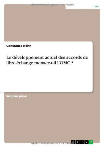 Cover for Constanze Hohn · Le développement actuel des accords de (Book) [French edition] (2012)