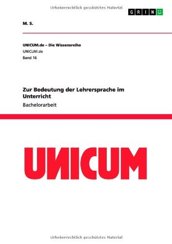 Cover for M S · Zur Bedeutung der Lehrersprache im Unterricht (Paperback Book) [German edition] (2013)