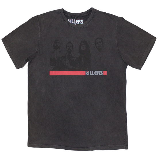 The Killers Unisex Stone Wash T-Shirt: Band Photo Mono - Killers - The - Merchandise -  - 5056737299199 - November 22, 2024