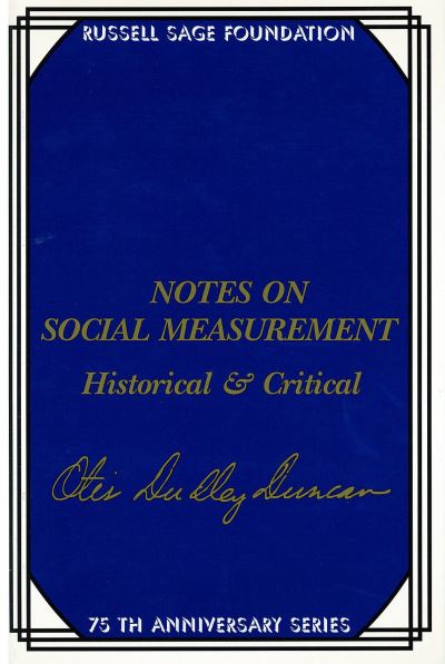 Cover for Otis Dudley Duncan · Notes on social measurement (Book) (1973)