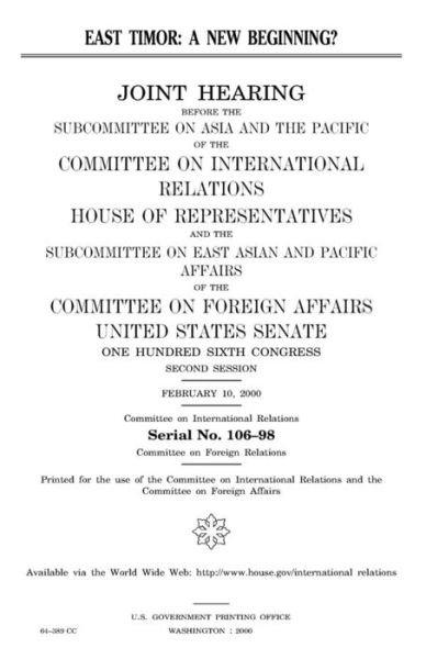 Cover for United States Congress · East Timor (Paperback Bog) (2018)