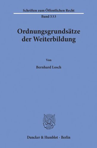 Cover for Losch · Ordnungsgrundsätze der Weiterbild (Book) (1988)