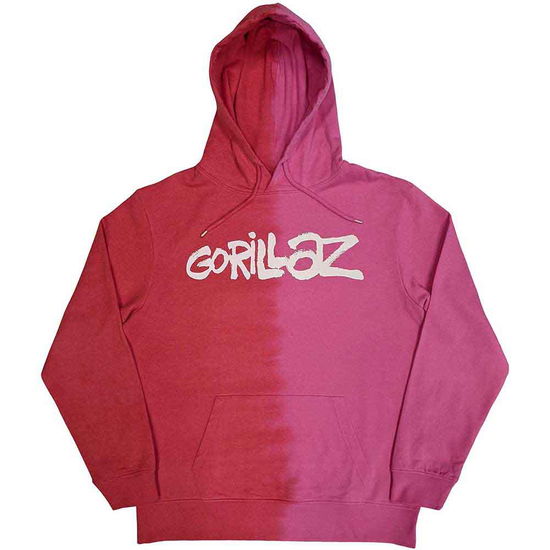 Gorillaz Unisex Pullover Hoodie: Two-Tone Brush Logo (Wash Collection) - Gorillaz - Koopwaar -  - 5056561073200 - 