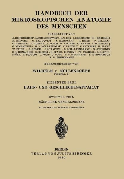 Cover for H Stieve · Harn- Und Geschlechtsapparat: Zweiter Teil: Mannliche Genitalorgane (Paperback Book) [German edition] (1930)