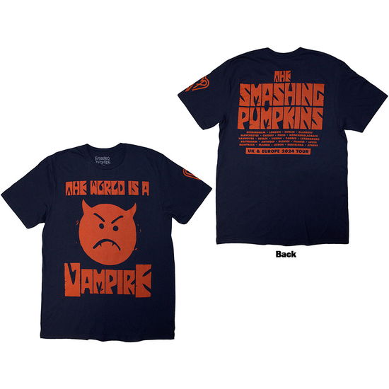 The Smashing Pumpkins Unisex T-Shirt: World Is A Vampire (Navy Blue) (Back Print) - Smashing Pumpkins - The - Merchandise -  - 5056821095201 - January 20, 2025