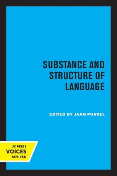 Cover for Jaan Puhvel · Substance and Structure of Language (Pocketbok) (2020)