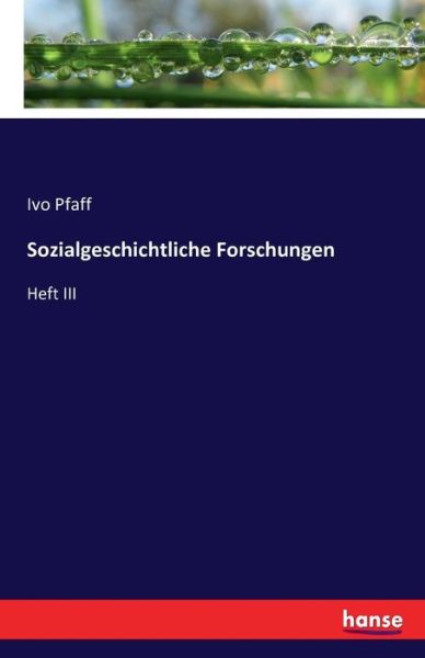 Sozialgeschichtliche Forschungen - Pfaff - Books -  - 9783742805201 - July 22, 2016