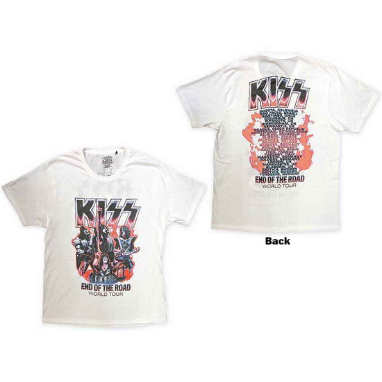 KISS Unisex T-Shirt: End Of The Road Band Playing (Back Print) - Kiss - Produtos -  - 5056737203202 - 