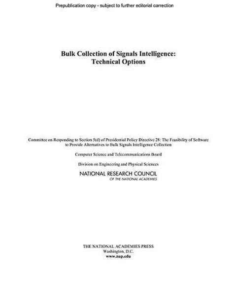 Bulk Collection of Signals Intelligence: Technical Options - National Research Council - Bøker - National Academies Press - 9780309325202 - 24. april 2015