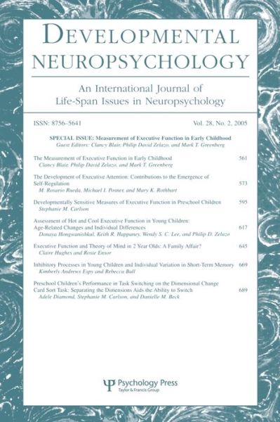 Cover for Clancy Blair · Measurement of Executive Function in Early Childhood: A Special Issue of Developmental Neuropsychology - 500 Tips (Pocketbok) (2005)