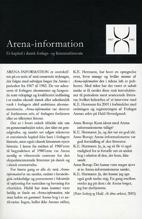 Cover for Juhl Rasmussen Anders · Arena-information 1967-1982 (Sewn Spine Book) [1º edição] (2011)