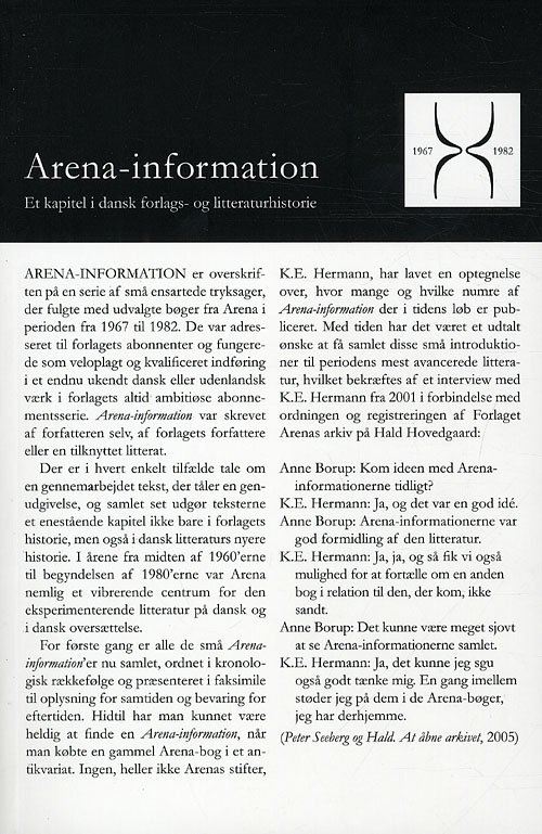 Cover for Juhl Rasmussen Anders · Arena-information 1967-1982 (Hæftet bog) [1. udgave] (2011)