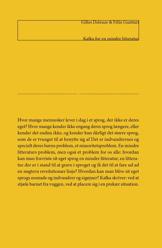Cover for Gilles Deleuze og Félix Guattari · Kafka for en mindre litteratur (Heftet bok) [2. utgave] (2020)
