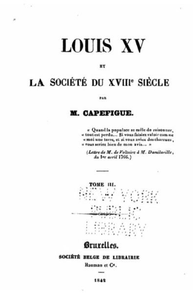 Cover for Capefigue · Louis XV et la Société du XVIIIème Siècle (Paperback Book) (2016)